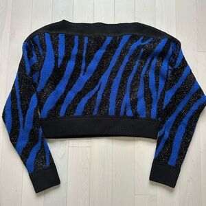 Diane Von Furstenberg Black and Blue Knit Sweater